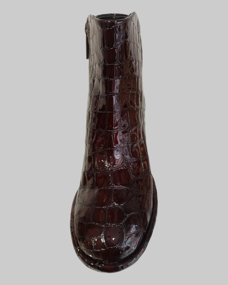 pons quintana chelsea boots cuir vernis embossed marron – Image 2