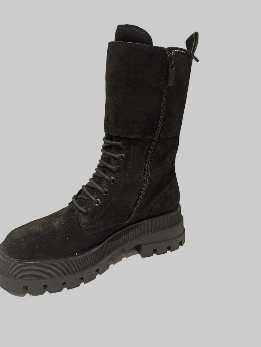 bruno premi boots de combat cuir camoscio noir irisé – Image 3