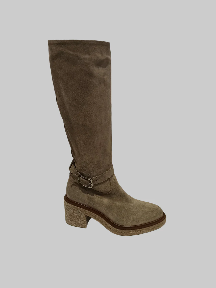 fru.it bottes cuir camoscio taupe semelle gomme et fermeture éclair