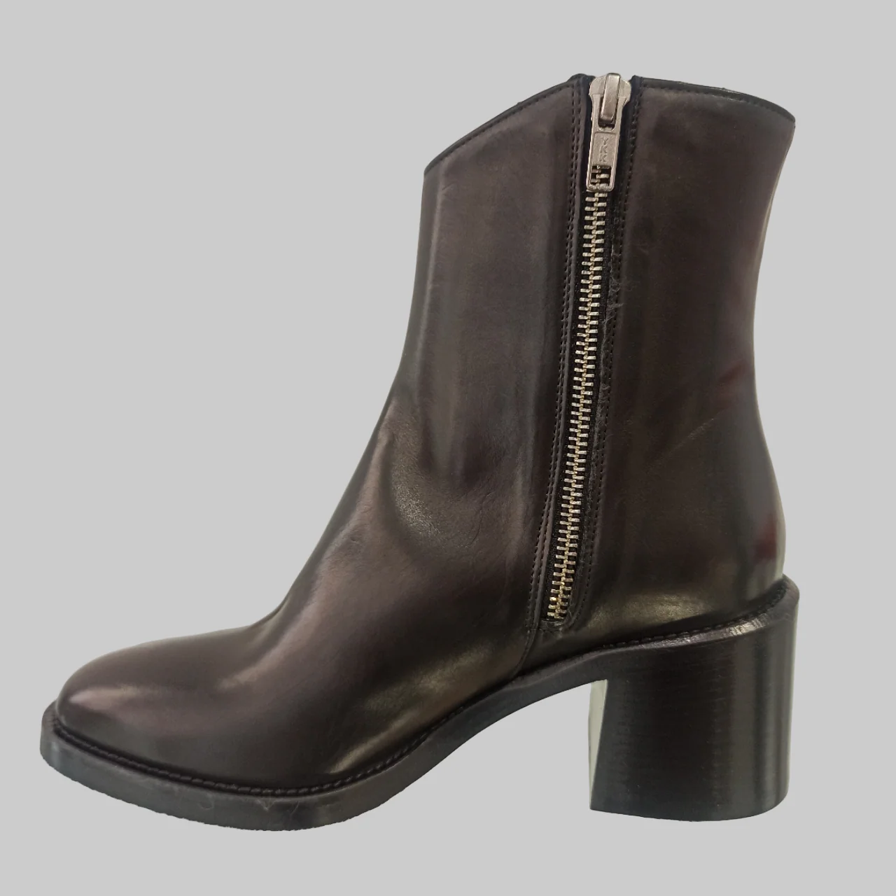fru.it bottines femmes cuir noires double fermeture éclair – Image 3