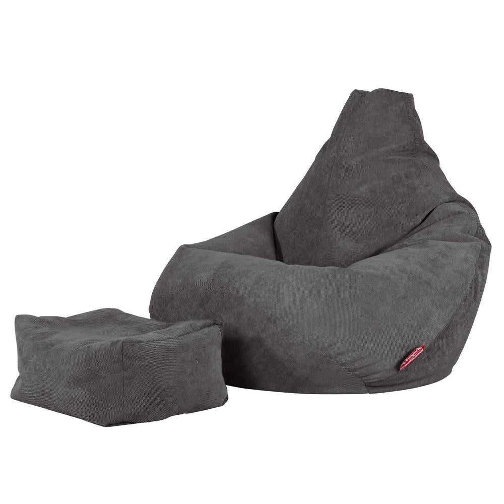 Pouf Poire Gamer - Gaufre Anthracite