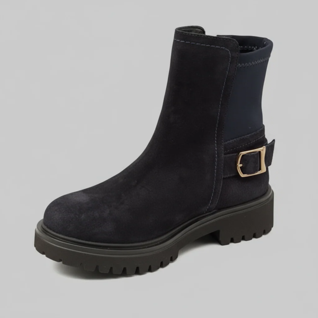 eva luna boots cuir daim marine