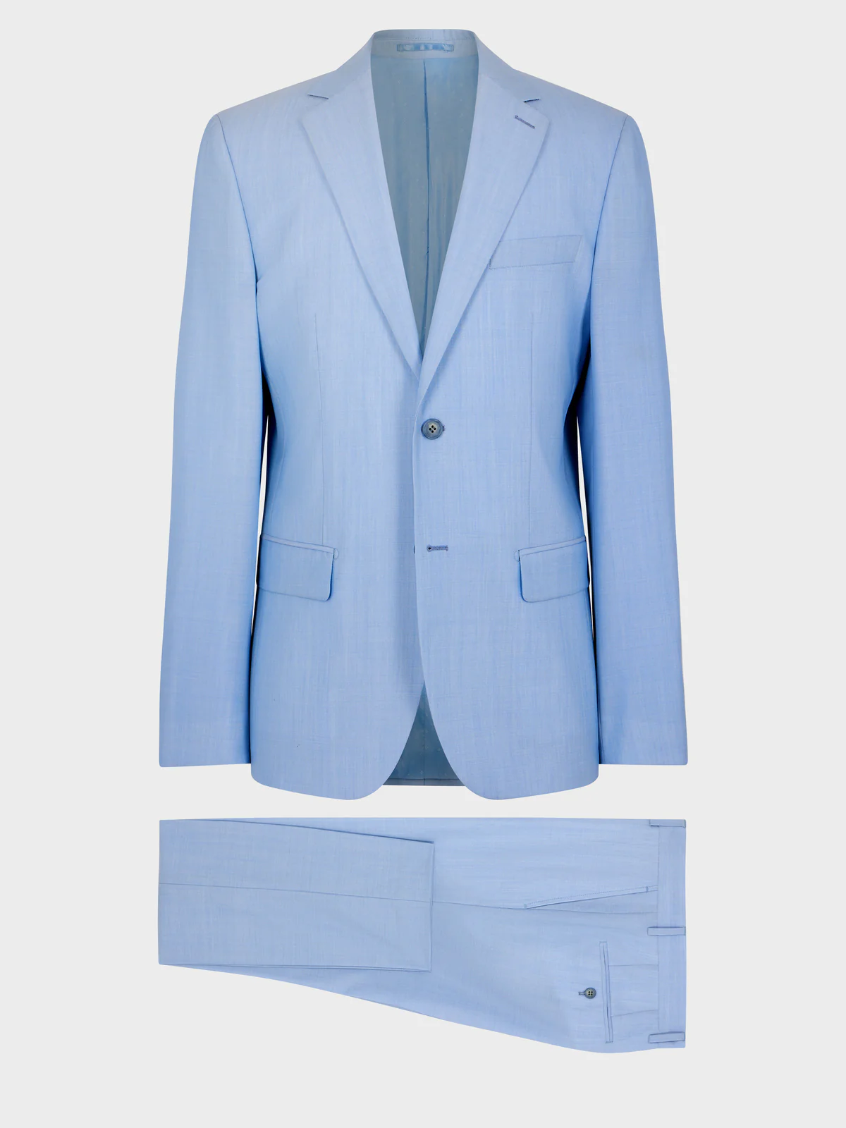 Costume 2 pièces Slim en laine et soie bleu ciel – Image 7