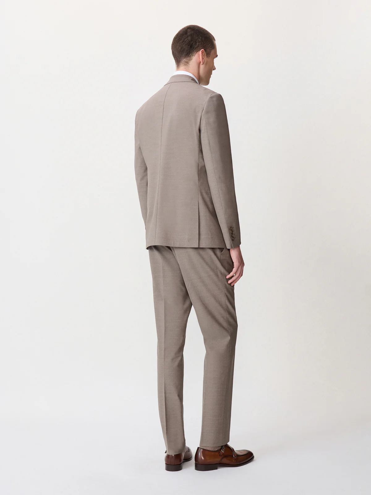 Costume 2 pièces slim en laine stretch marron – Image 2