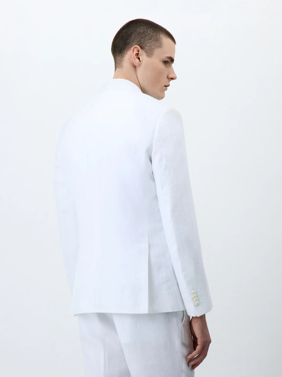 Veste coordonnable Regular en lin blanc – Image 2