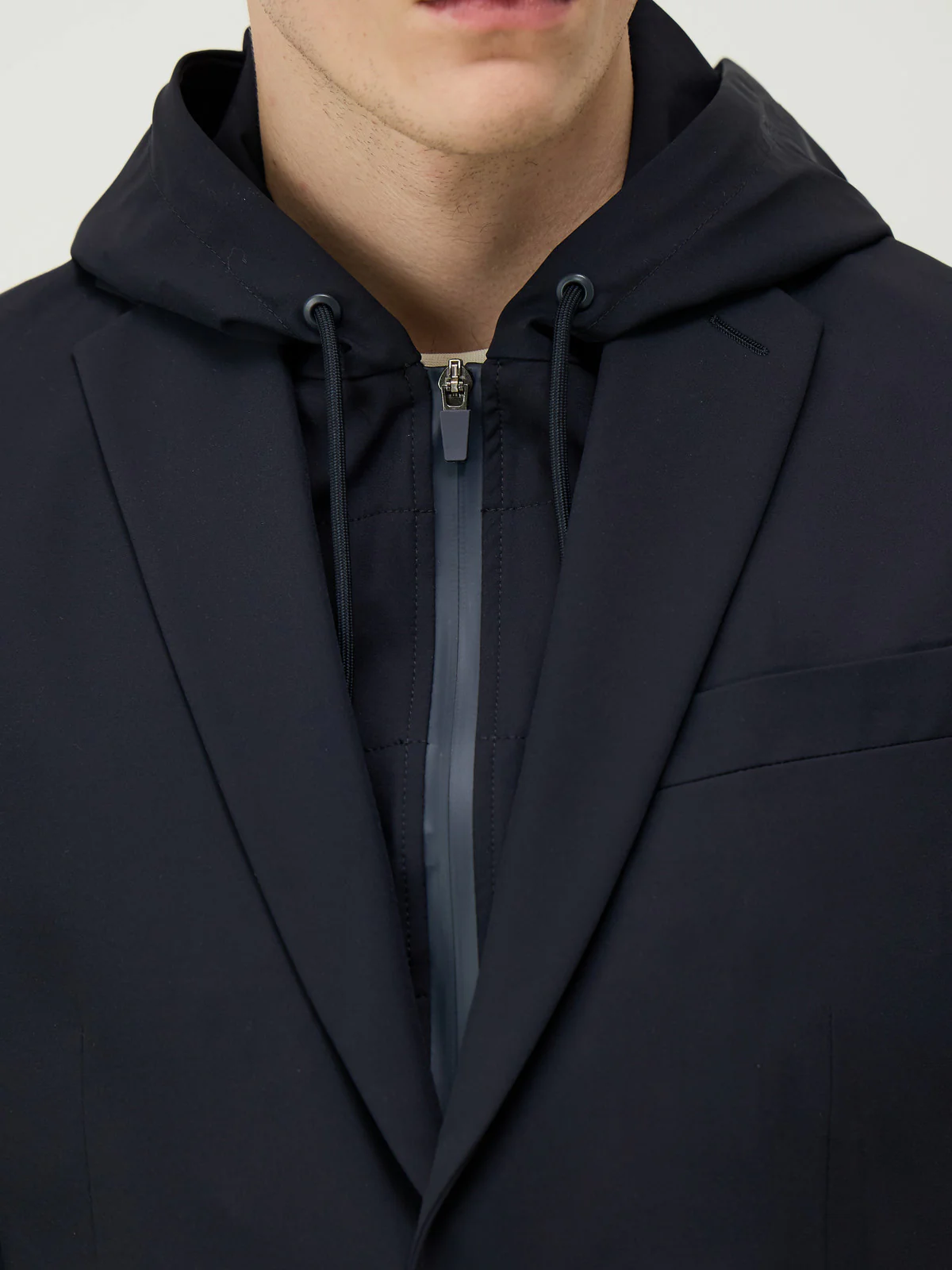 Veste coordonnable Regular bleu marine à capuche amovible – Image 6