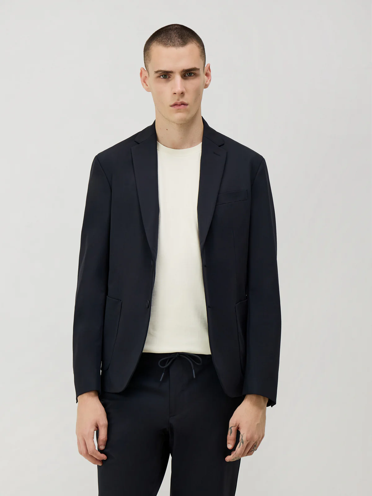 Veste coordonnable Regular bleu marine à capuche amovible